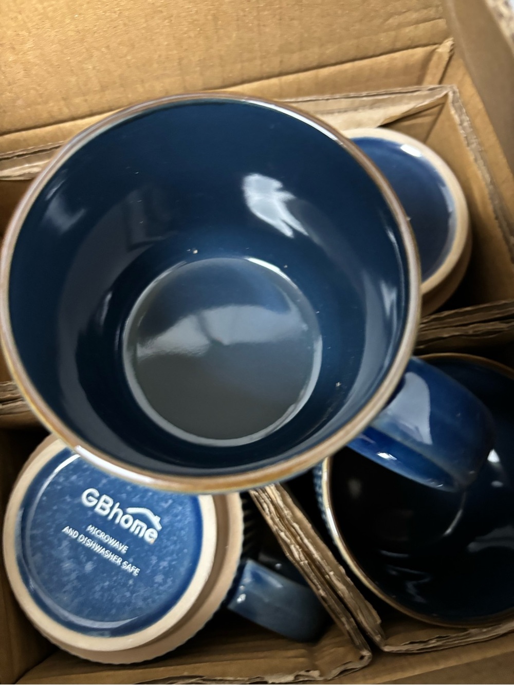Blue Ceramic Mug Set - Textured Pattern Dinnerware - Picture 3 of 7